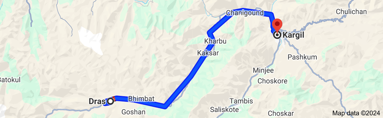 Srinagar to ladakh road distance