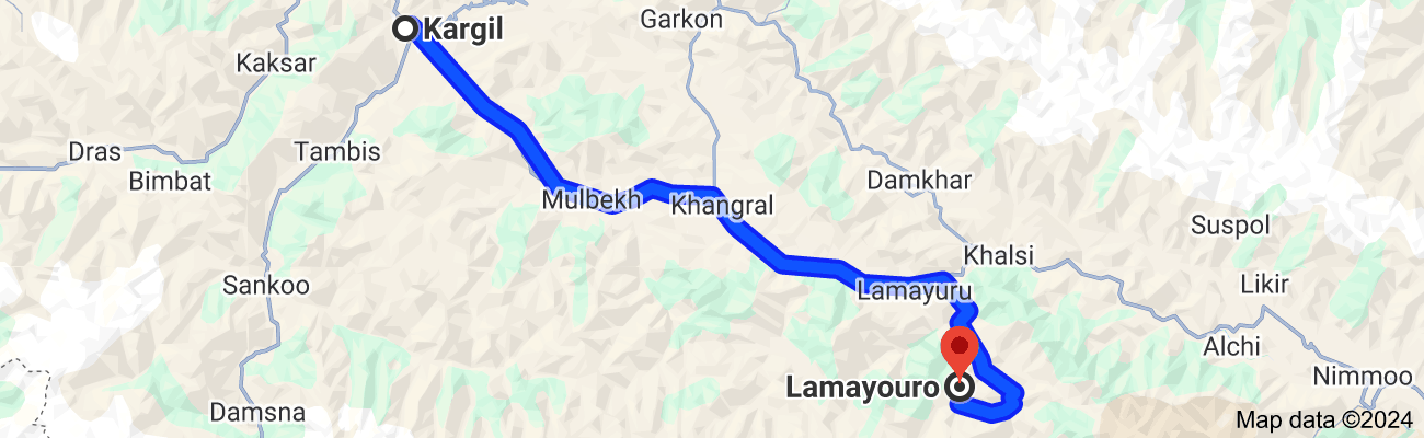 Srinagar to Ladakh road distance