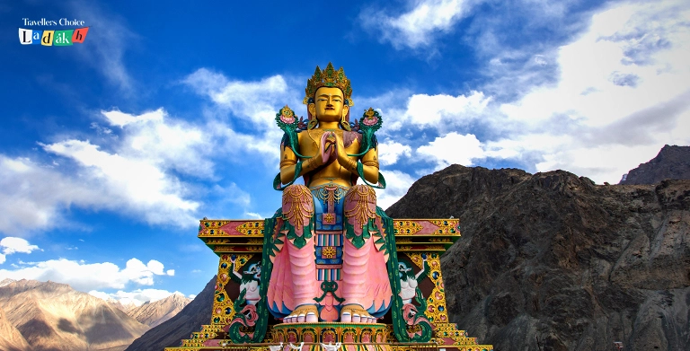 Diskit Monastery statue in Ladakh.