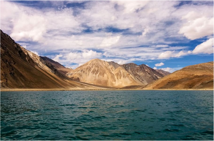Beautiful valley surrounded by mountains in Ladakh