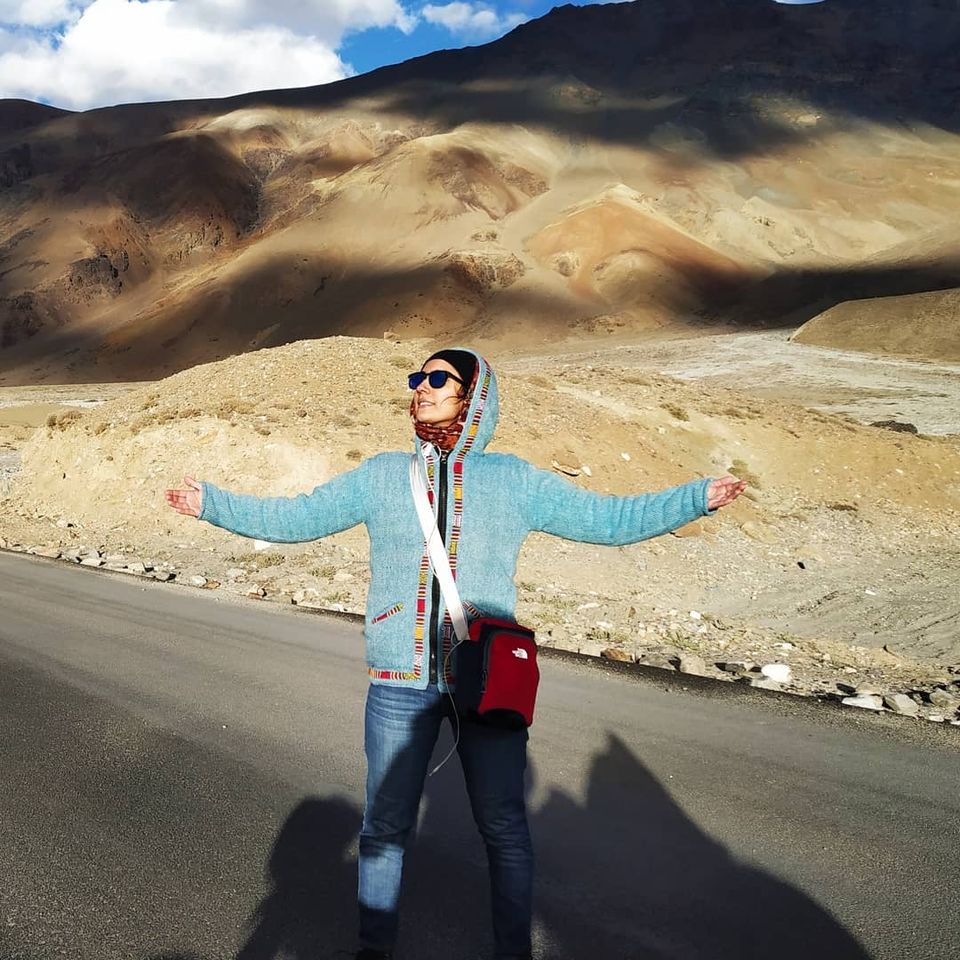 Tourist enjoying a scenic destination during a Ladakh vacation